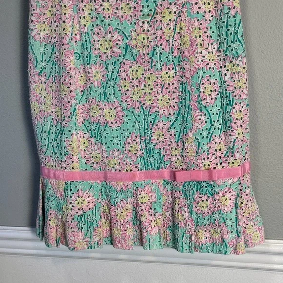 Vintage Lilly Pulitzer Floral Pastel Pink and Green Mini Dress - Picture 4 of 12